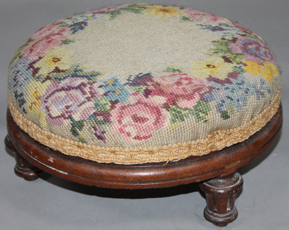 Appraisal: An early thC hassock of circular outline with overstuffed top