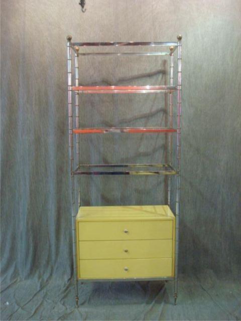 Appraisal: Midcentury Chrome Bamboo Form Etagere From an East nd Street