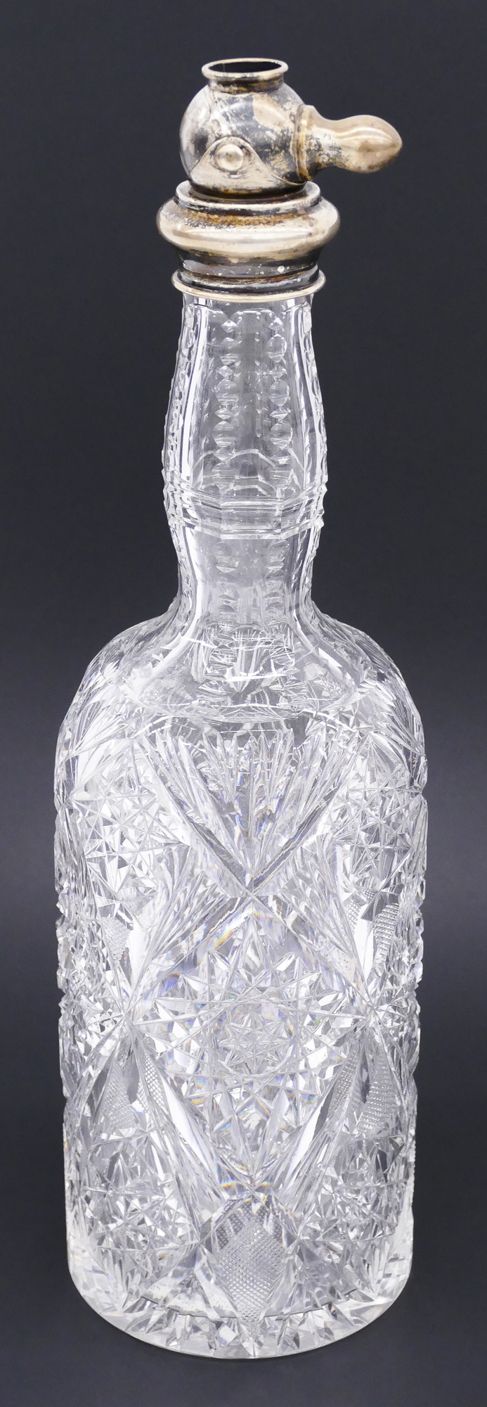 Appraisal: American Brilliant Cut Glass Whiskey Bottle ''x '' Antique cut