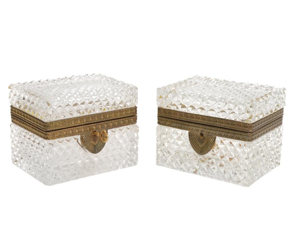 Appraisal: Pair of cut crystal bronze mounted boxes with decorative trims