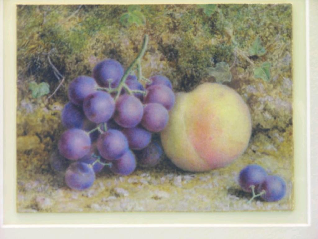 Appraisal: W Hough - watercolour still life fruit grapes and a