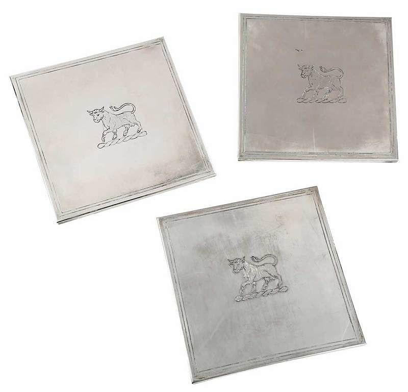 Appraisal: Twelve Wye Plantation Silver Plate Trivets th century square each