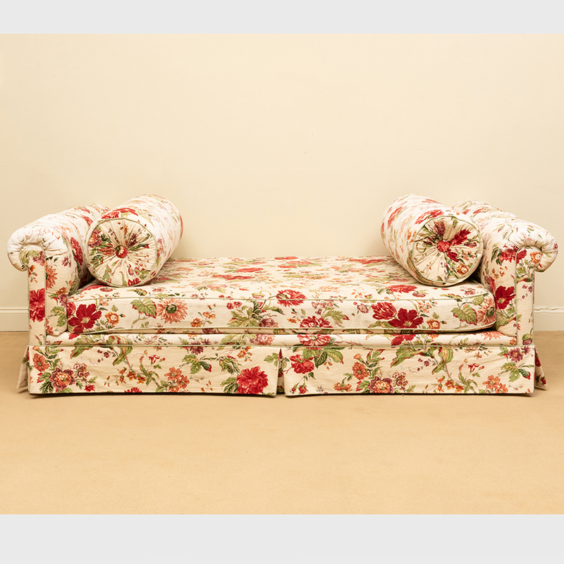 Appraisal: FLORAL VELVET TUFTED UPHOLSTERED DAY BED x ft in x