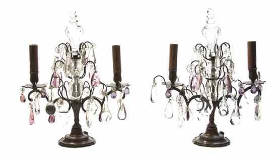 Appraisal: A Pair of Cut Glass and Cast Metal Girandoles each