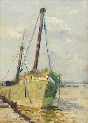 Appraisal: Frank Luis Jirouch American - Drydock Gloucester Oil on canvasboard