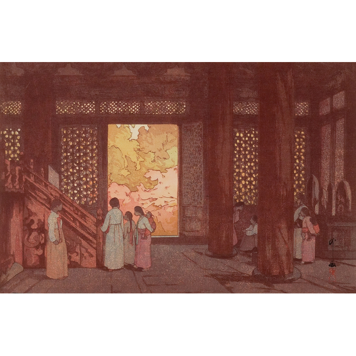 Appraisal: Hiroshi Yoshida Japanese - ''Shokin Palace '' c color woodcut