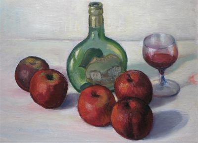 Appraisal: Ken Leech th Century Miniature wine bottle apples and a