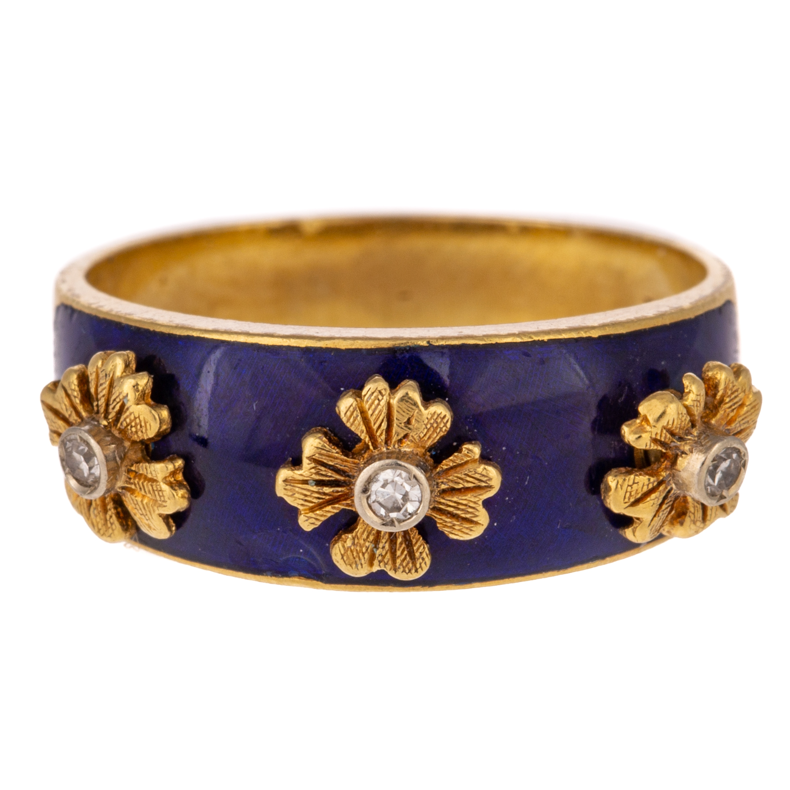 Appraisal: AN ITALIAN ENAMEL DIAMOND BAND IN K K yellow gold