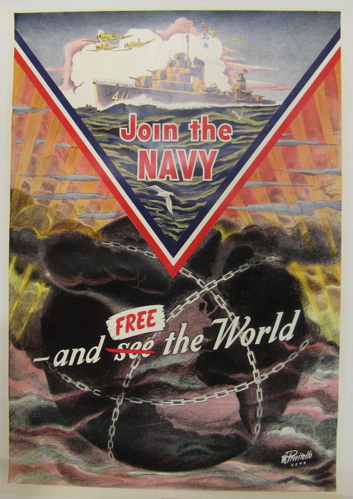 Appraisal: WORLD WAR II COLOR LITHOGRAPH POSTER dated Join the Navy