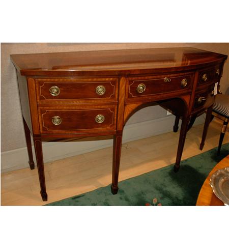 Appraisal: George III Style Banded Mahogany Bow Front Sideboard Estimate -