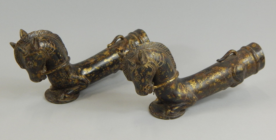 Appraisal: A pair of Chinese gilt bronze staff handles in the