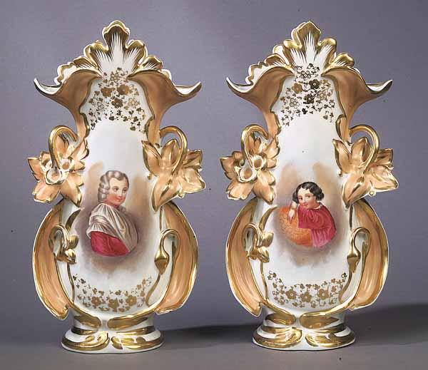 Appraisal: A Pair of Paris Porcelain Flare Vases mid- th c