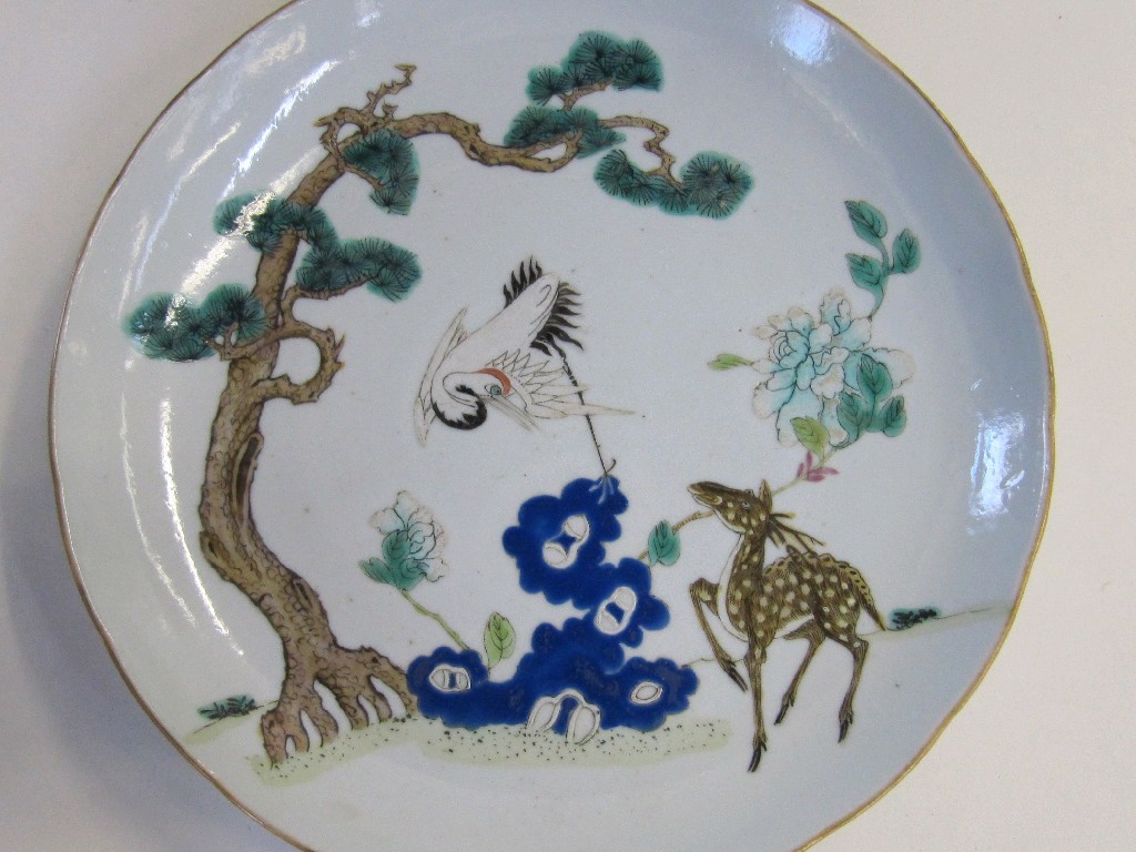 Appraisal: Chinese plate decorated with a crane and a deer by