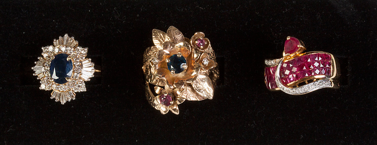 Appraisal: K Gold Multi-Stone Ring K Yellow gold bright textured finish