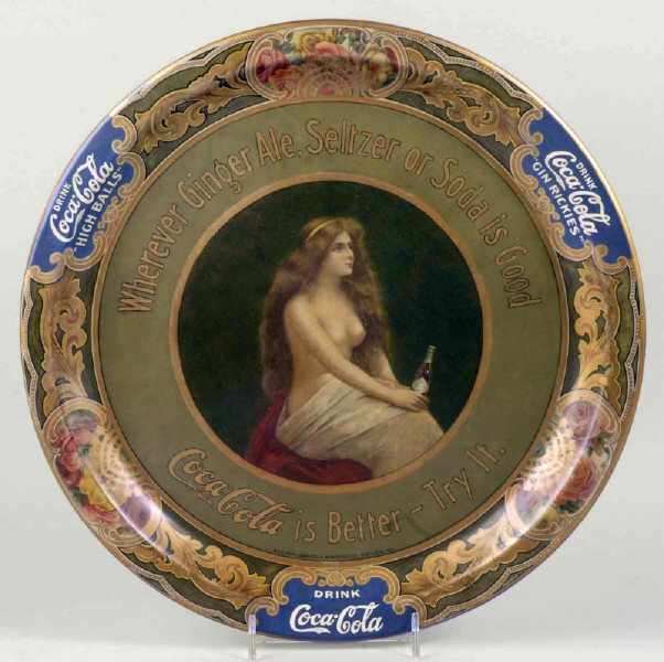 Appraisal: Tin Coca-Cola Topless Girl Serving Tray Description Beautiful tray No