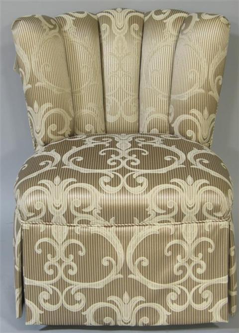 Appraisal: MODERN SHORT UPHOLSTERED SIDE CHAIR th century the tufted fin