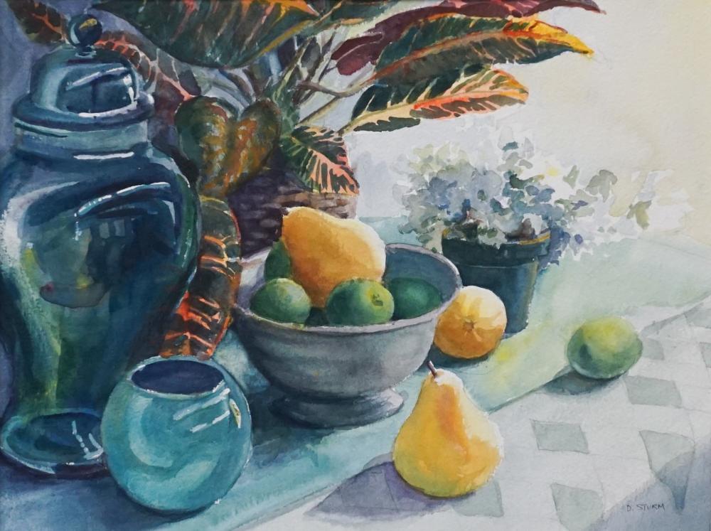 Appraisal: D Sturm th Century School Table Top Still Life Watercolor