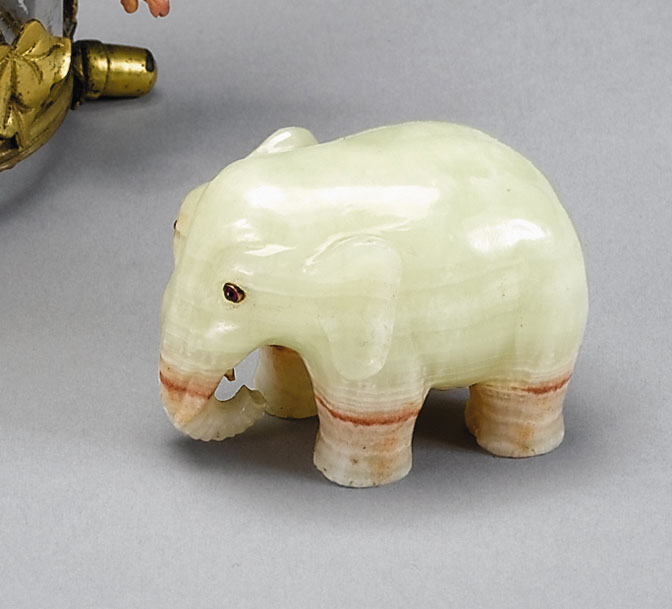 Appraisal: Carved yellow agate figure of an elephant th century possibly