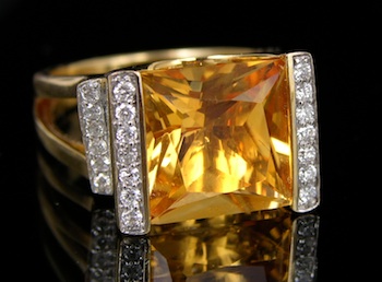 Appraisal: Ladies' Citrine and Diamond Ring k yellow gold ring designed