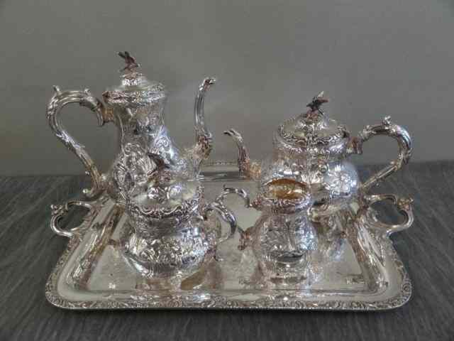 Appraisal: Piece Folgate Silverplate Coffee and TeaService Hand chased service with