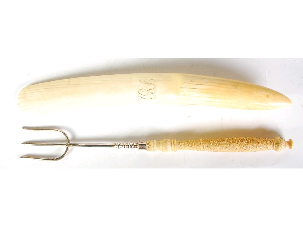 Appraisal: PLAIN IVORY TUSK PAGE TURNER AND AN ELECTROPLATED TOASTING FORK