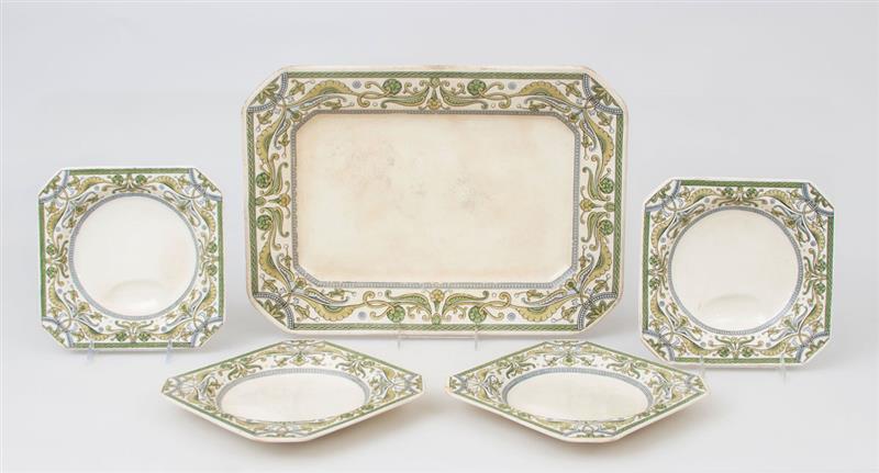 Appraisal: ENGLISH CREAMWARE PART-SERVICE IN THE 'SHANGHAI' PATTERN With indistinct impressed