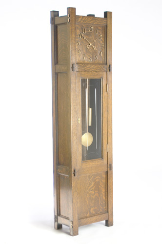 Appraisal: STICKLEY BROTHERS Grandfather clock with paneled sides applied tenons and