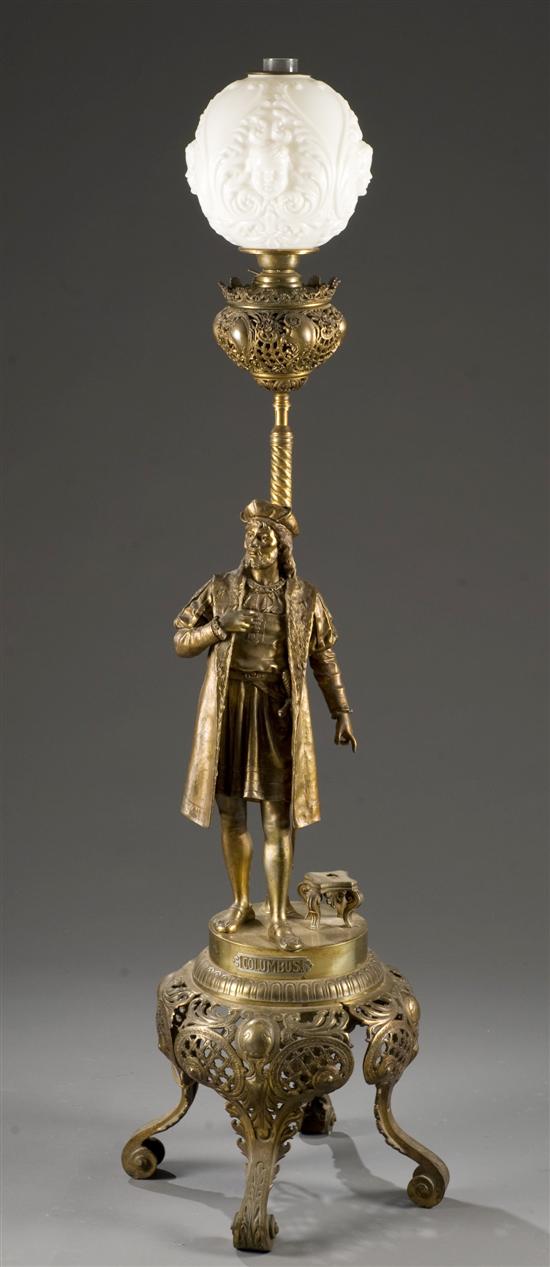 Appraisal: Electrified figural Christopher Columbus floor lamp Late th early th