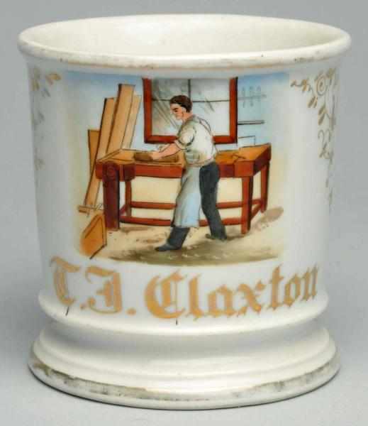 Appraisal: Carpenters Shaving Mug Gilt name C J Claxton Condition Excellent