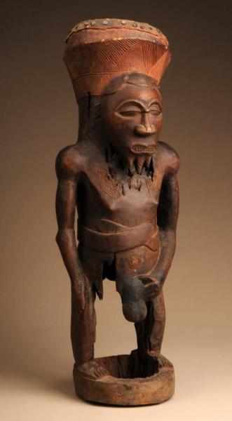 Appraisal: Central African Drum Figure Description From Zaire Democratic Republic of