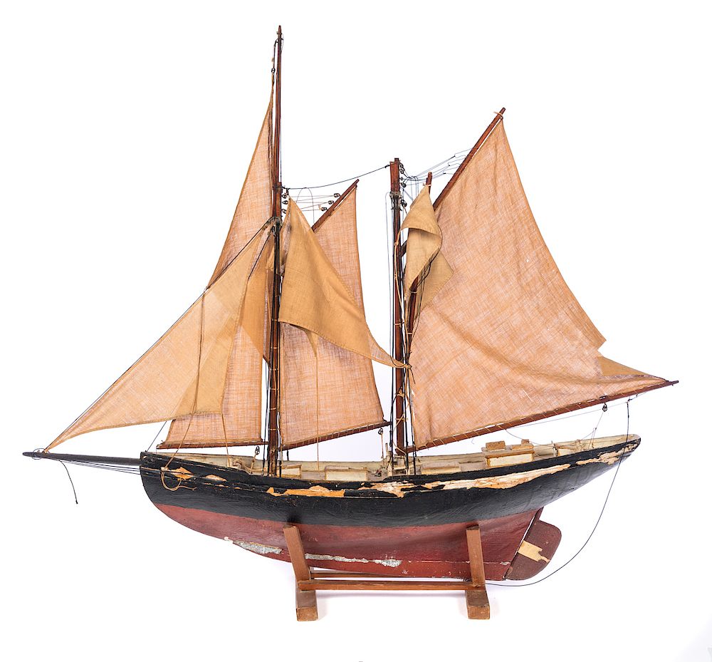 Appraisal: Early Pond Yacht Ships Model Folk Art Good condition with