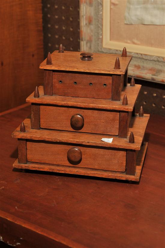 Appraisal: SEWING CADDY American probably Shaker late th century walnut Graduated