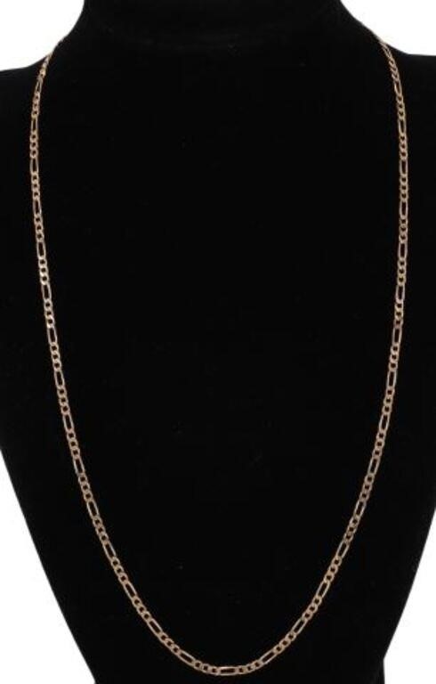 Appraisal: Estate Italian kt yellow gold Figaro chain necklace approx l