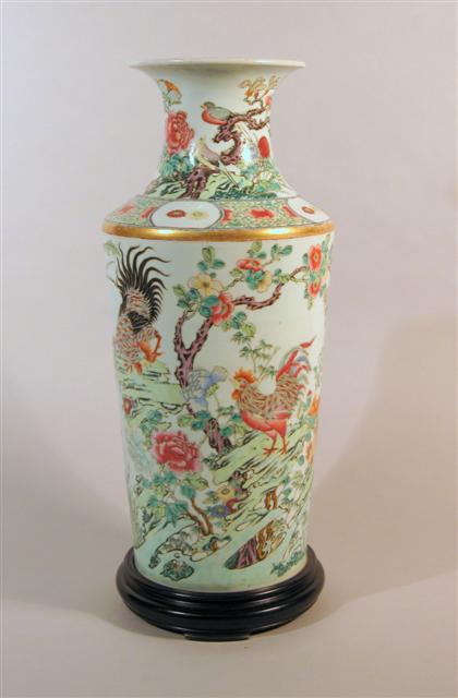 Appraisal: Large Chinese famille rose porcelain vase qing dynasty Of cylindrical