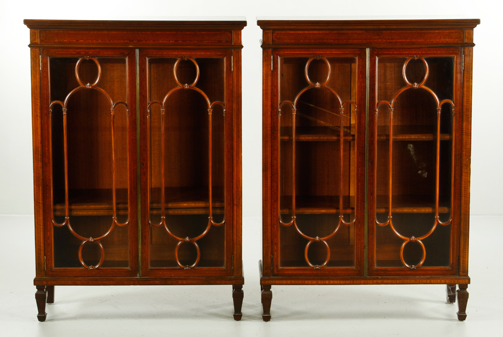 Appraisal: - th th C Pair of Georgian Style Inlaid Bookcases