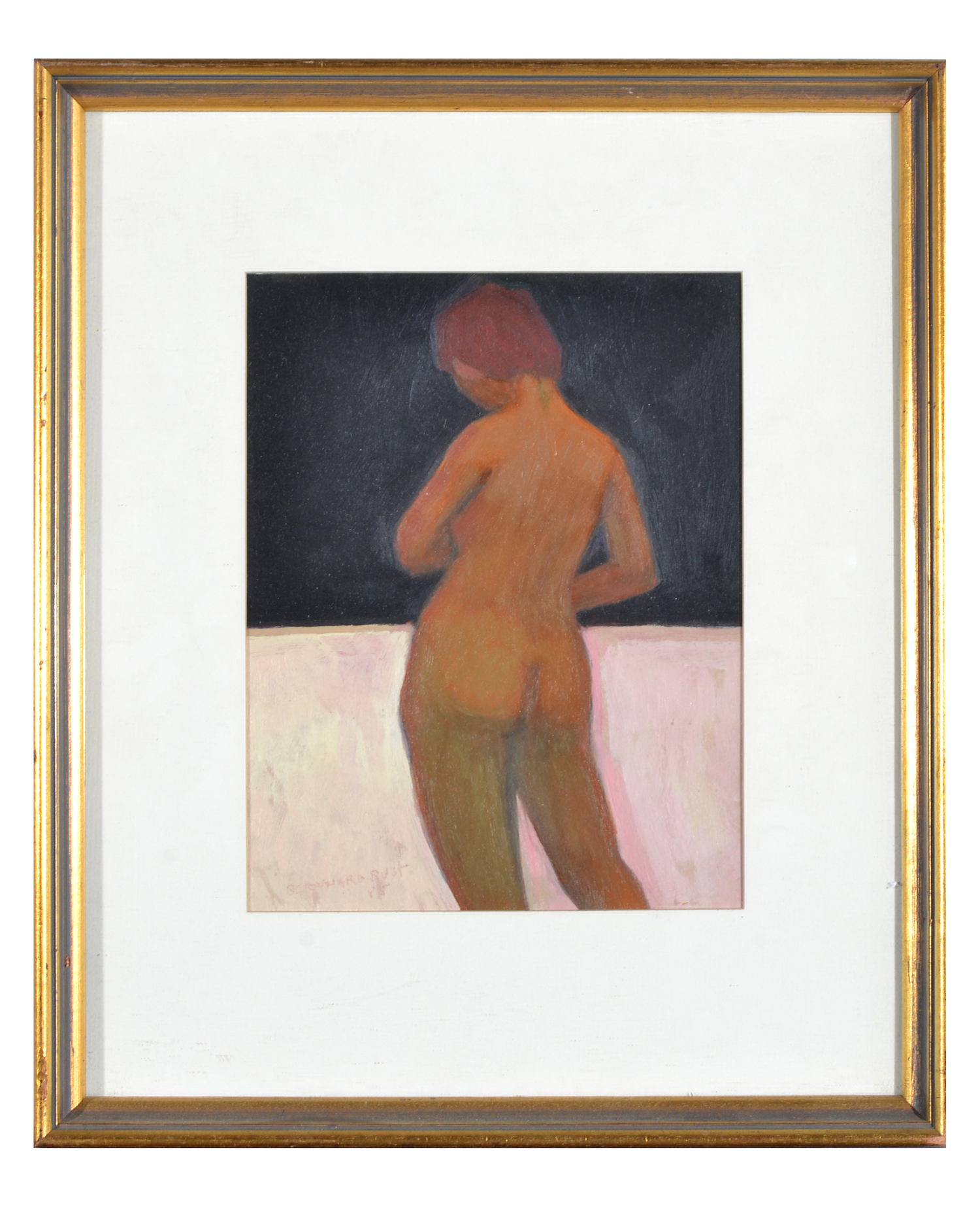 Appraisal: BERNHARD RUST PAINTING OF A NUDE FRAMED GLAZED X CMS