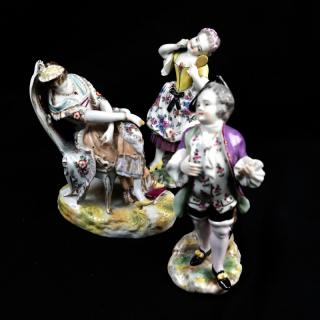 Appraisal: Lot of Three Meissen Type Figures Lot of three Meissen