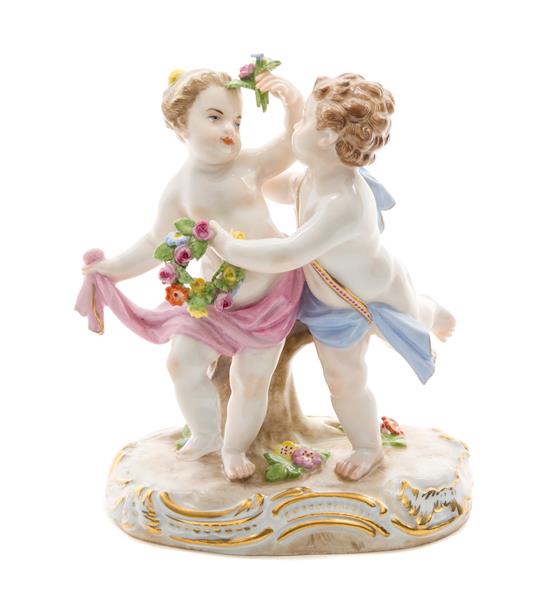 Appraisal: Sale Lot A Meissen Porcelain Figural Group depicting two putti