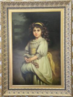 Appraisal: John Browne girl with rabbit oil on canvas signed lower