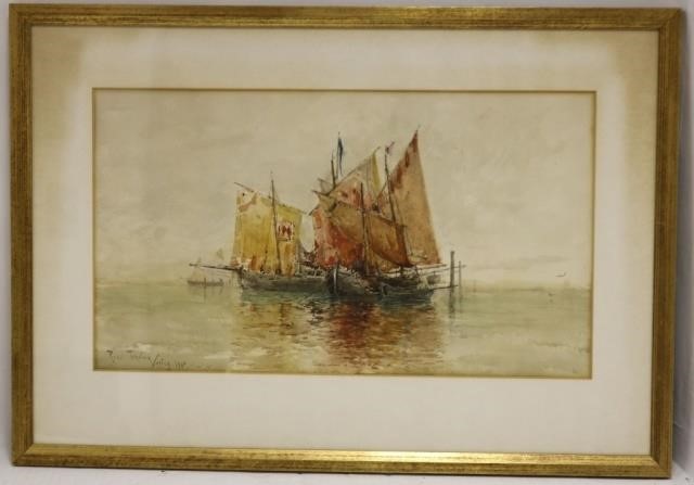 Appraisal: ROSS TURNER - NY WATERCOLOR VENETIANHARBOR SCENE SIGNED LOWER LEFT