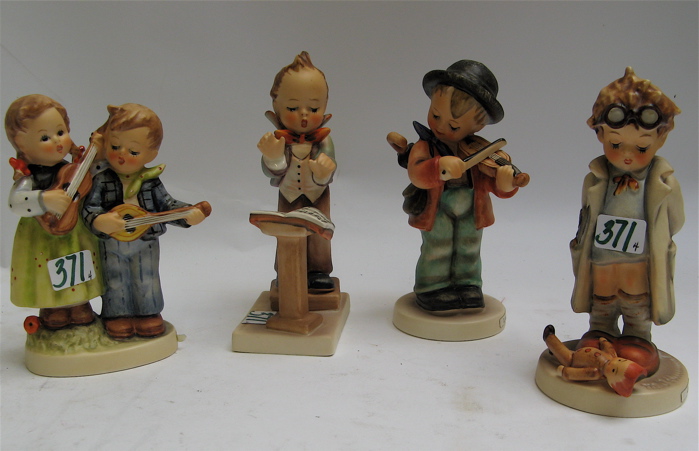 Appraisal: FOUR GERMAN HUMMEL FIGURES all TM- Including Happy Days HUM