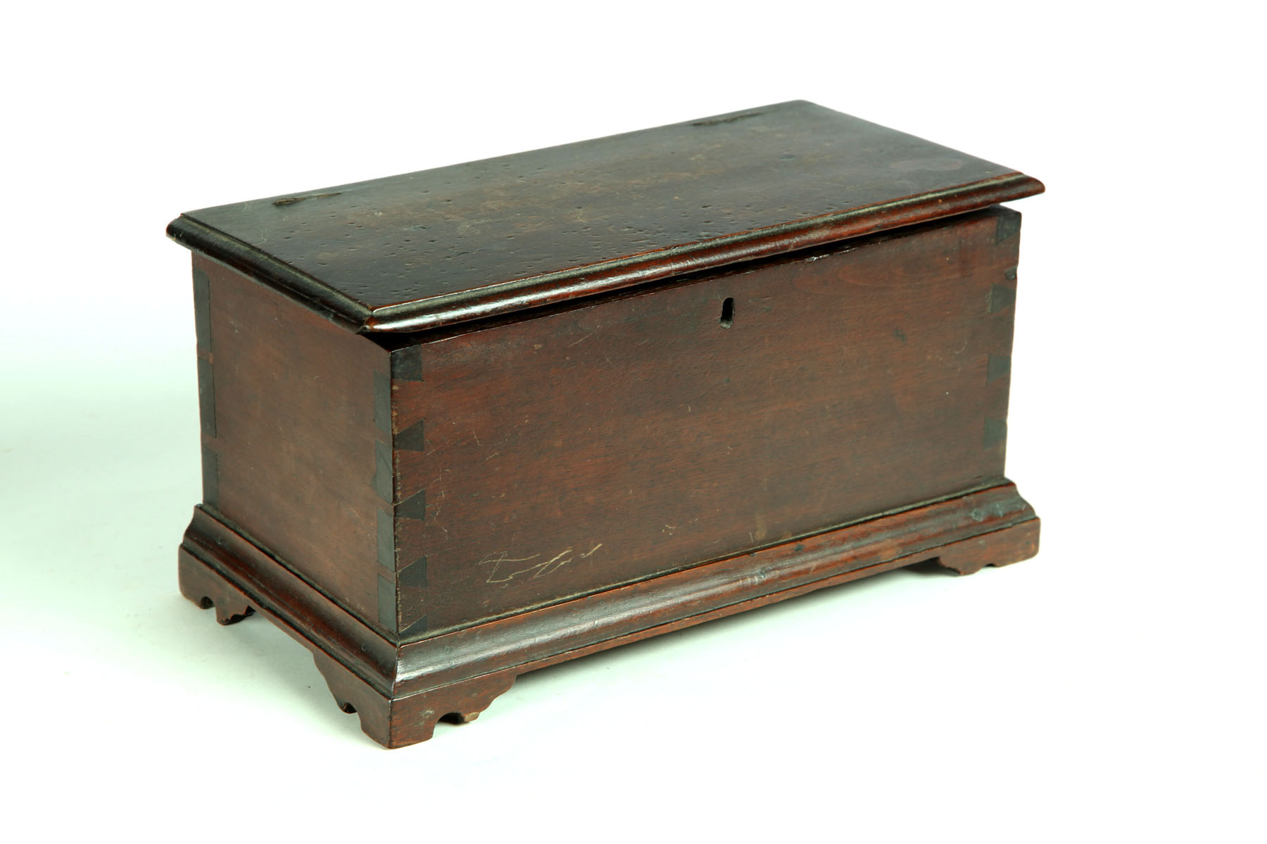 Appraisal: MINIATURE BLANKET CHEST American late th-early th century walnut and