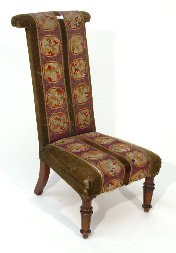 Appraisal: Victorian walnut prie-dieu chair with tapestry upholstered back and seat