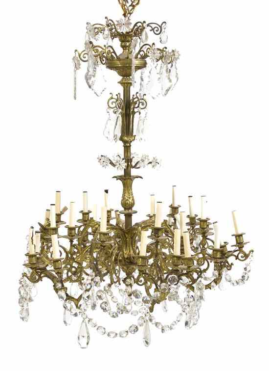 Appraisal: A Louis XV Style Gilt Metal Twenty-Five-Light Chandelier the baluster