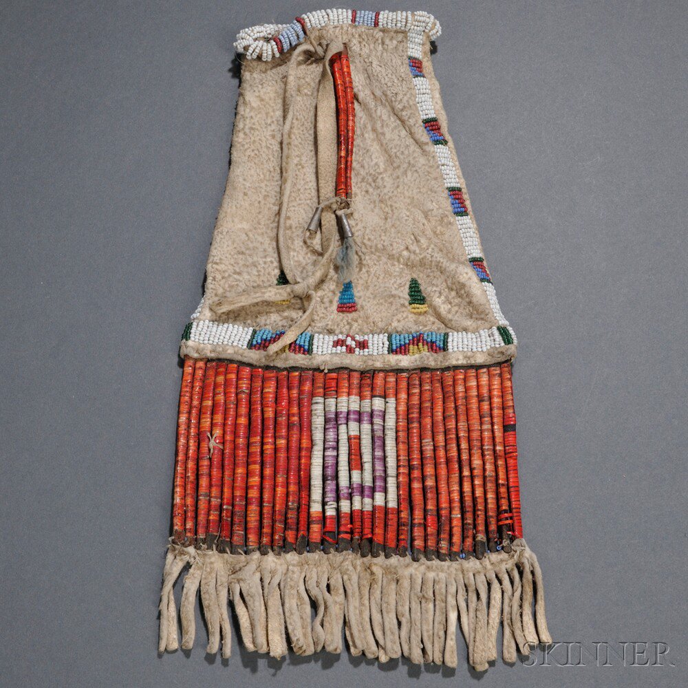 Appraisal: Lakota Beaded and Quilled Hide Pipe Bag lg in Estimate