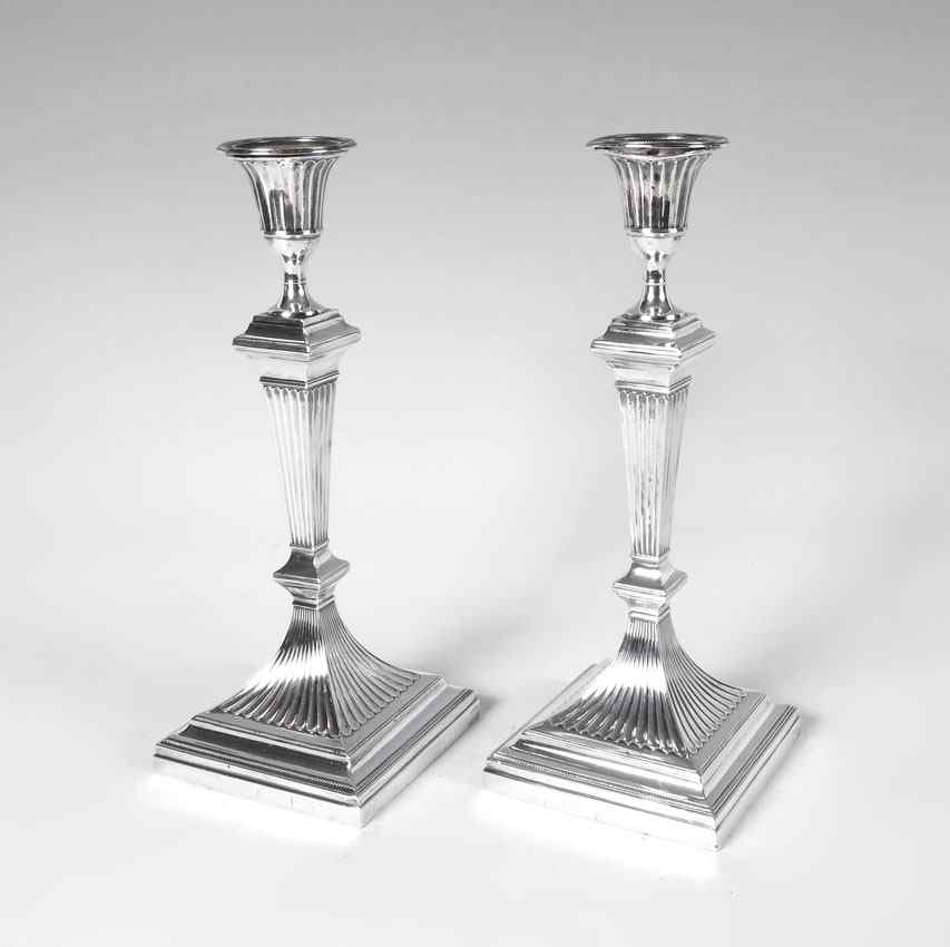 Appraisal: PAIR EDWARD HUTTON ENGLISH SILVER CANDLESTICKS London hallmarks by Edward