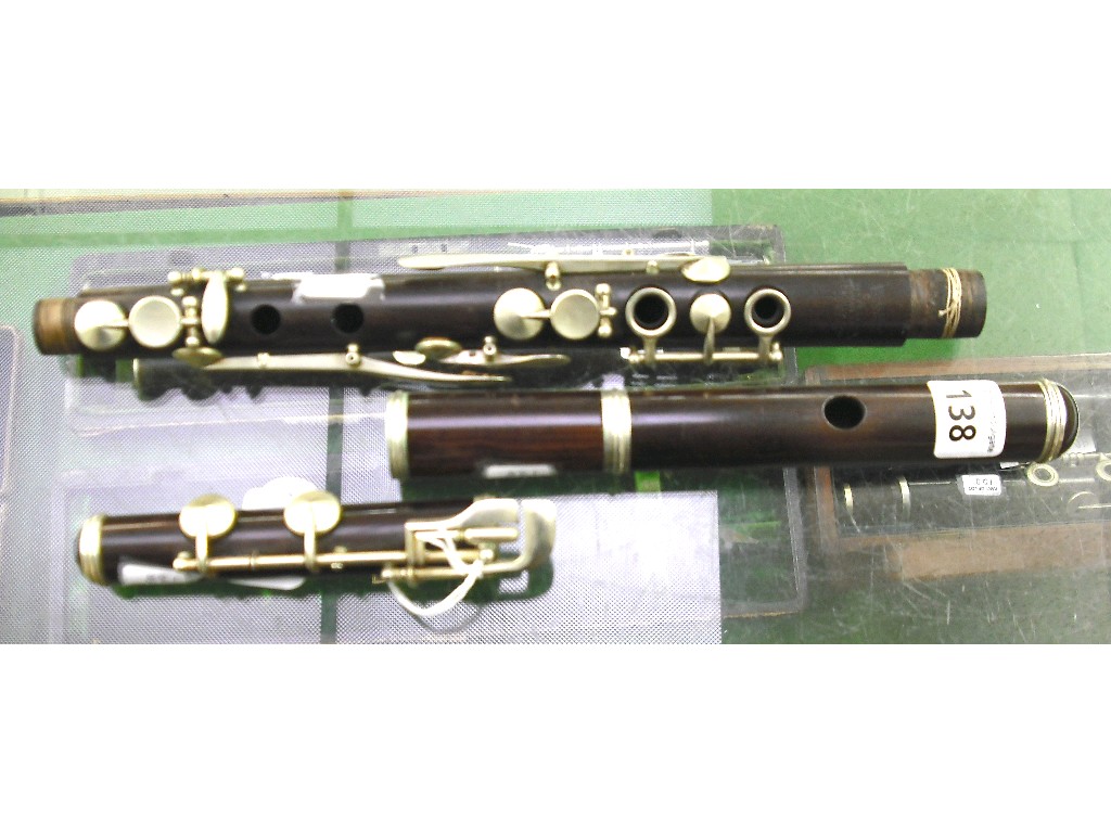 Appraisal: English rosewood flute by Hawkes Son circa stamped Excelsior Sonorus