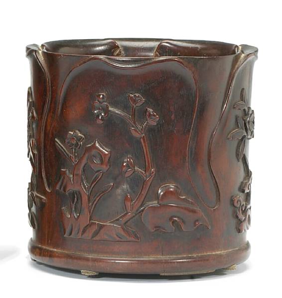 Appraisal: A huanghuali brush pot Bitong th th Century Carved in