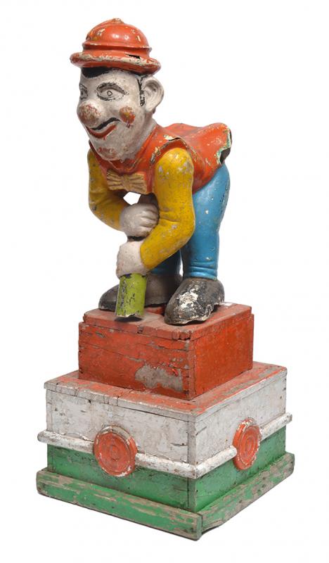 Appraisal: A LARGE PAINTED TIMBER CARNIVAL FIGURE CM HIGH A LARGE