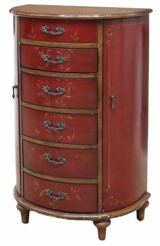 Appraisal: Pulaski jewelry chest st c a demilune form with lift